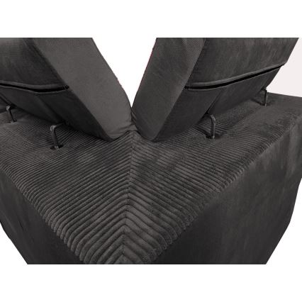 Canapé d'angle convertible en U avec rangement universel SALVADA gris foncé