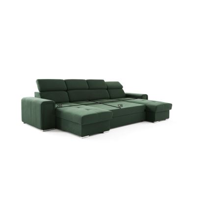 Canapé d'angle convertible en U avec rangement universel SALVADA vert