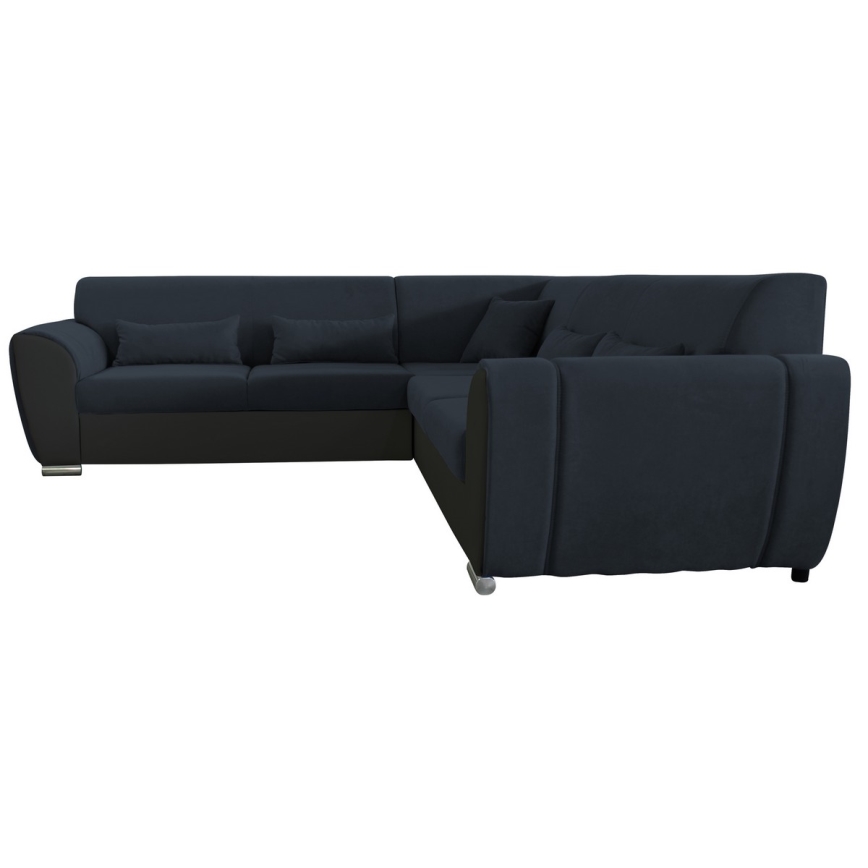 Canapé d'angle convertible avec rangement en L VISEU droit anthracite/noir