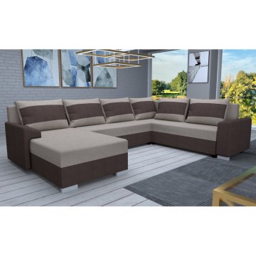 Canapé en U rembourré, convertible et réversible OXFORD marron/taupe