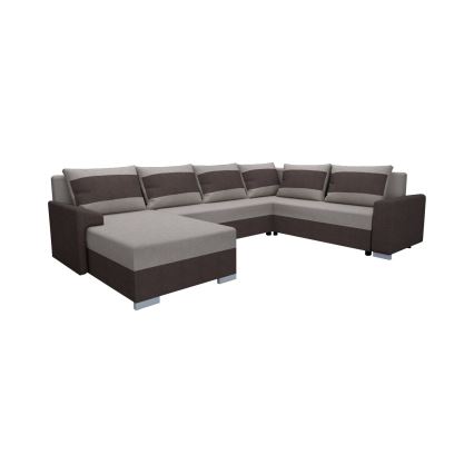 Canapé en U rembourré, convertible et réversible OXFORD marron/taupe