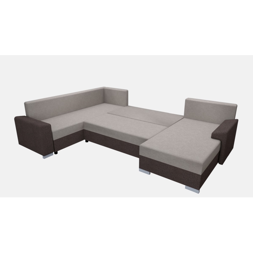 Canapé en U rembourré, convertible et réversible OXFORD marron/taupe