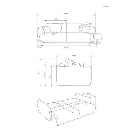Canapé-lit 2 places FRIDA marron