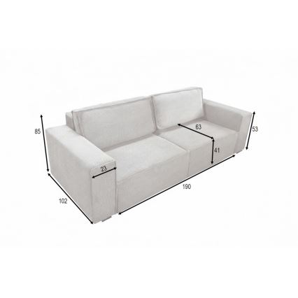 Canapé-lit 3 places convertible avec coffre de rangement RONDA beige
