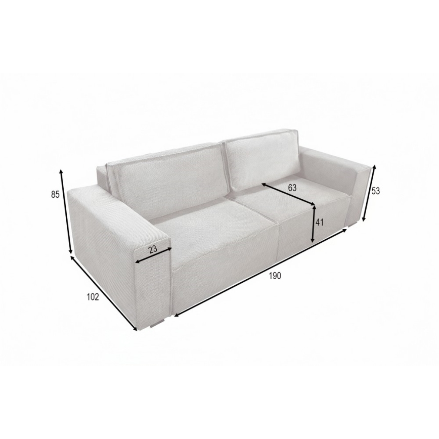 Canapé-lit 3 places convertible avec coffre de rangement RONDA beige