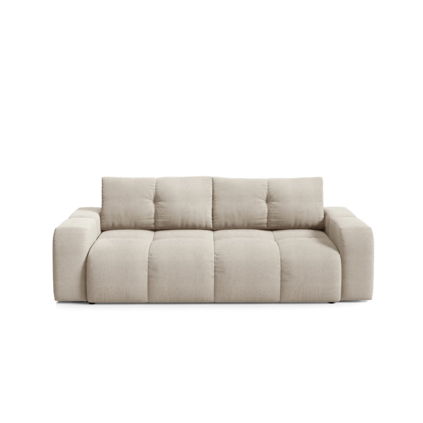 Canapé-lit 3 places rembourré avec coffre de rangement ALMADA beige