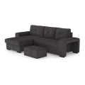 Canapé-lit avec rangement et pouf PALERMO noir gauche