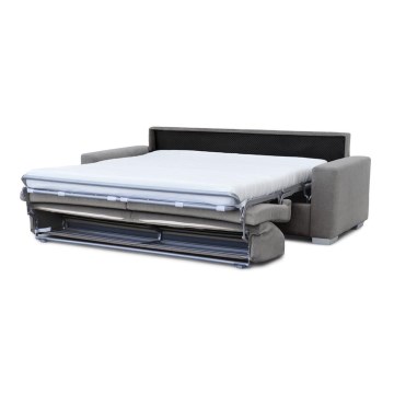 Canapé-lit convertible 3 places LEKA — pour couchage quotidien, gris