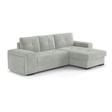 Canapé-lit d'angle avec rangement et pouf PALERMO gris clair, angle droit