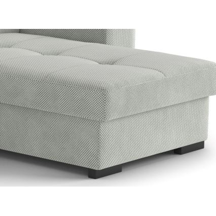 Canapé-lit d'angle avec rangement et pouf PALERMO gris clair, angle droit