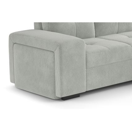 Canapé-lit d'angle avec rangement et pouf PALERMO gris clair, angle droit