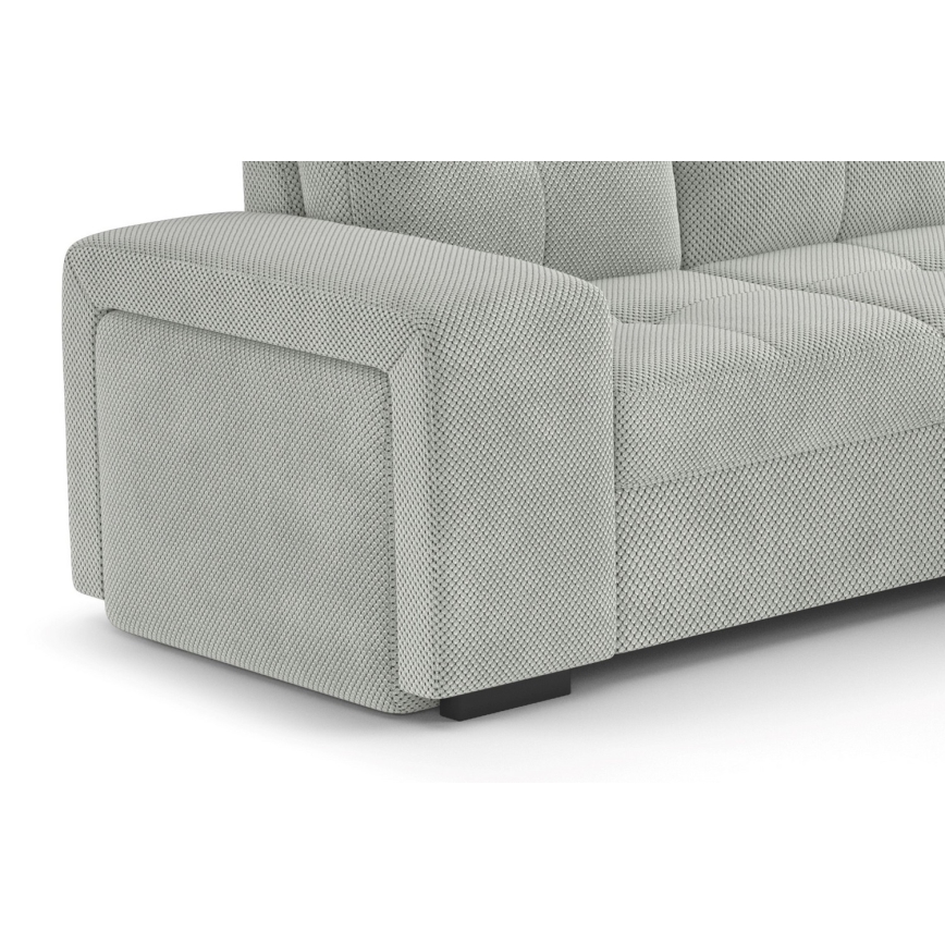 Canapé-lit d'angle avec rangement et pouf PALERMO gris clair, angle droit