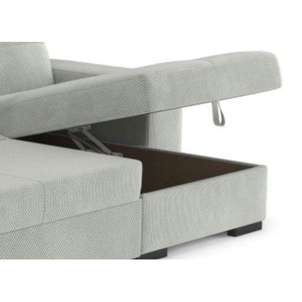 Canapé-lit d'angle avec rangement et pouf PALERMO gris clair, angle droit