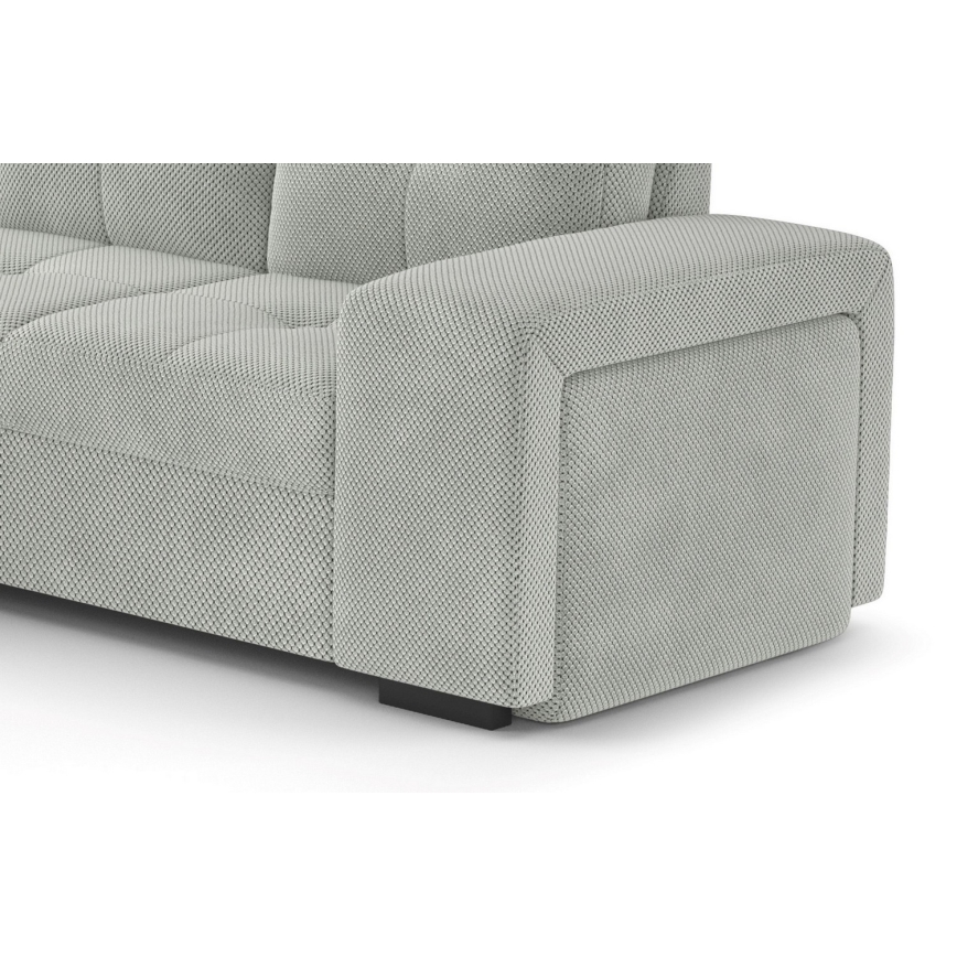 Canapé-lit PALERMO avec coffre de rangement et pouf, gris clair, version gauche