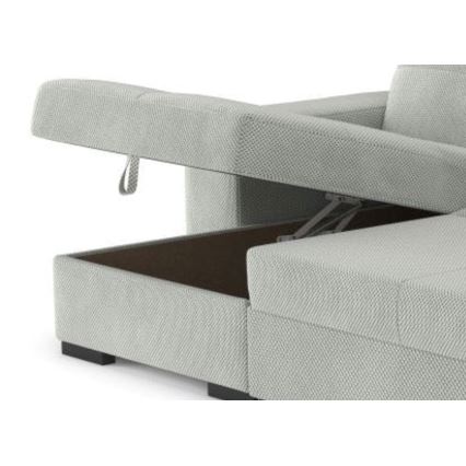 Canapé-lit avec rangement et pouf PALERMO gris clair, version gauche