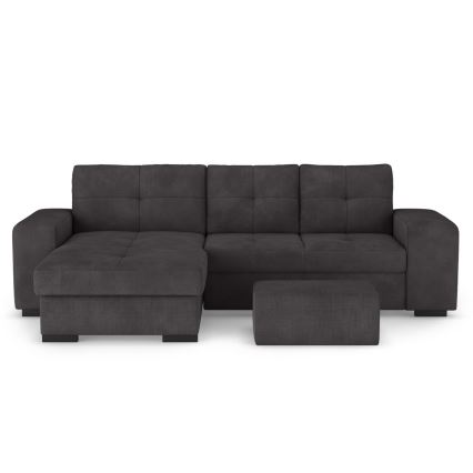 Canapé-lit avec rangement et pouf PALERMO noir gauche