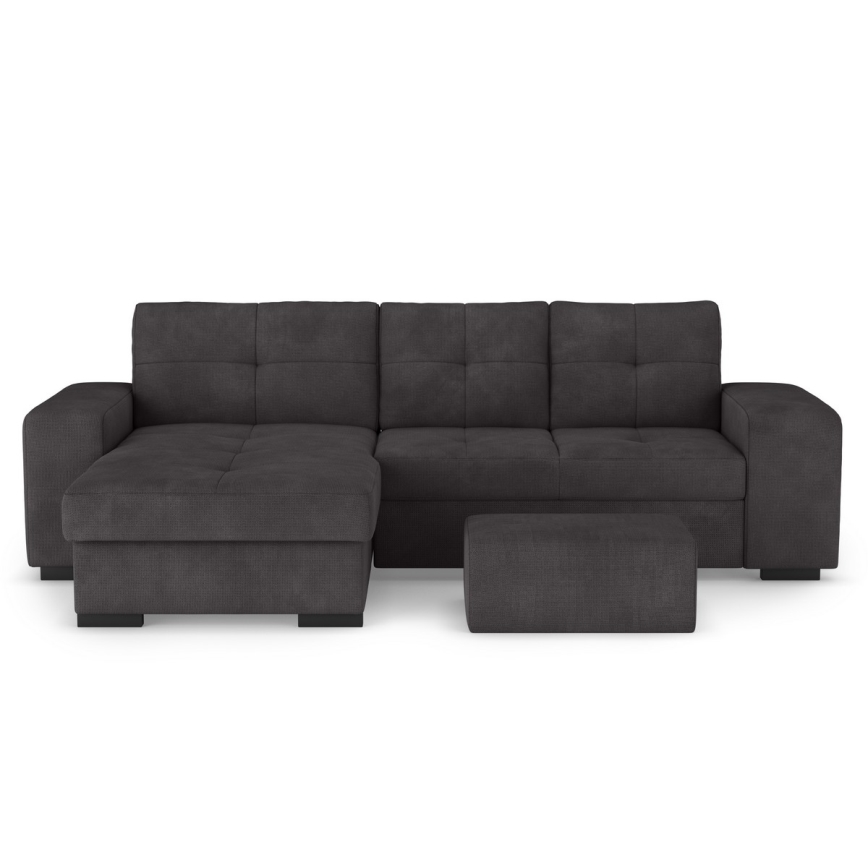 Canapé-lit avec rangement et pouf PALERMO noir gauche