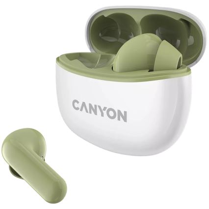 Canyon - Écouteurs stéréo sans fil True Wireless 500 mAh + 2x 40 mAh blanc/vert