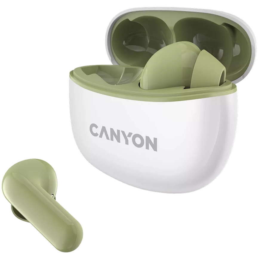 Canyon - Écouteurs stéréo sans fil True Wireless 500 mAh + 2x 40 mAh blanc/vert