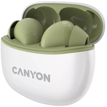 Canyon - Écouteurs stéréo sans fil True Wireless 500 mAh + 2x 40 mAh blanc/vert