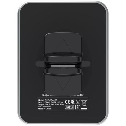 Canyon - Support magnétique pour téléphone de voiture avec fonction de recharge sans fil Qi 5V, carré, noir