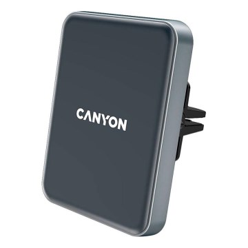 Canyon - Support magnétique pour téléphone de voiture avec fonction de recharge sans fil Qi 5V, carré, noir