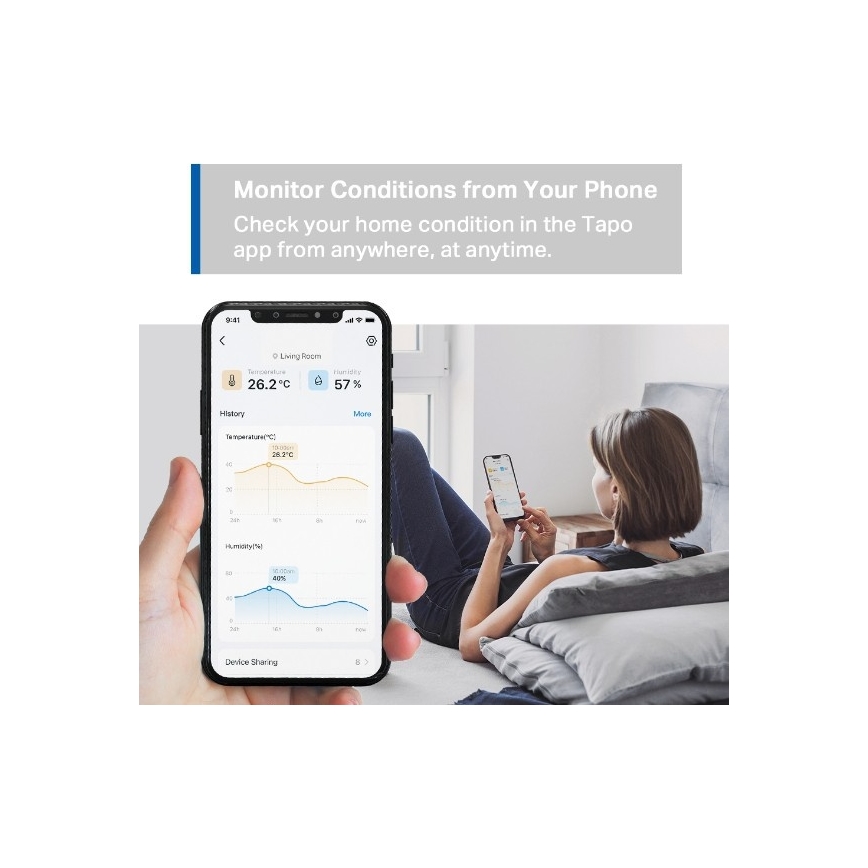 Capteur intelligent de température et d'humidité 1xCR2450