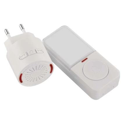 Carillon sans fil à brancher sur prise 230 V + 1 pile CR2032 incluse, blanc