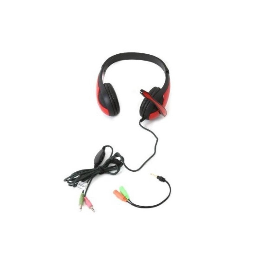 Casque avec fil et micro rouge