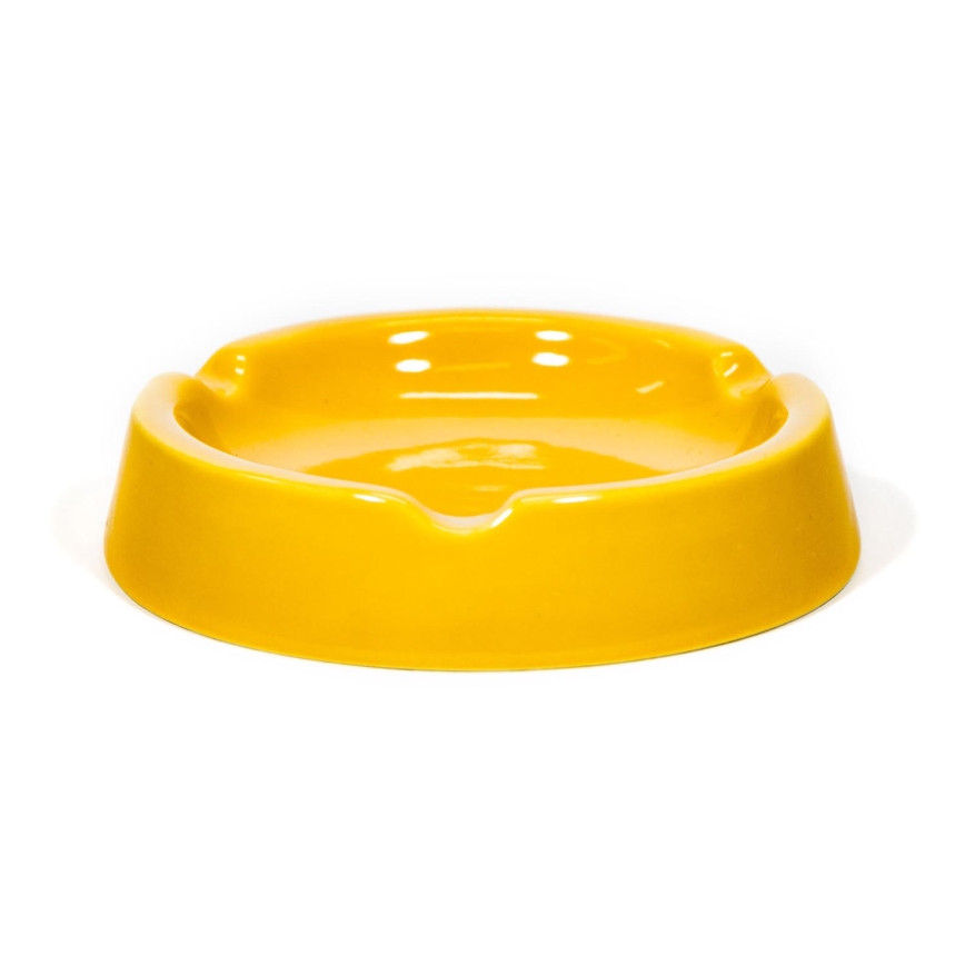 Cendrier en céramique 13 cm jaune