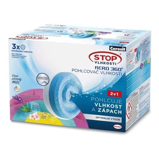 Ceresit - Tablettes pour déshumidificateur 2 en 1 AERO 360° - pack de 3 x 450 g