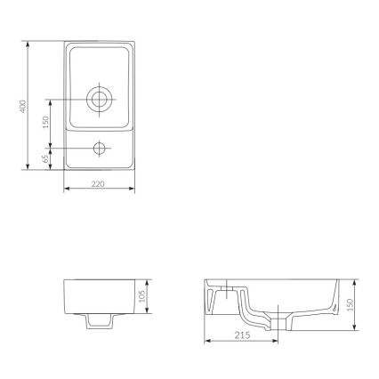 Cersanit K114-004 - Lavabo à poser CREA 22x40 cm céramique/blanc brillant