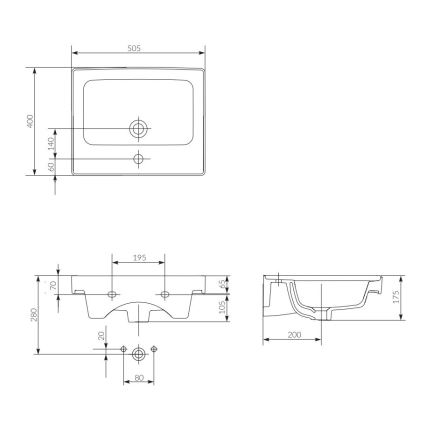 Cersanit K114-005 - Lavabo à poser sur plan/suspendu CREA 40x50,5 cm céramique/blanc brillant