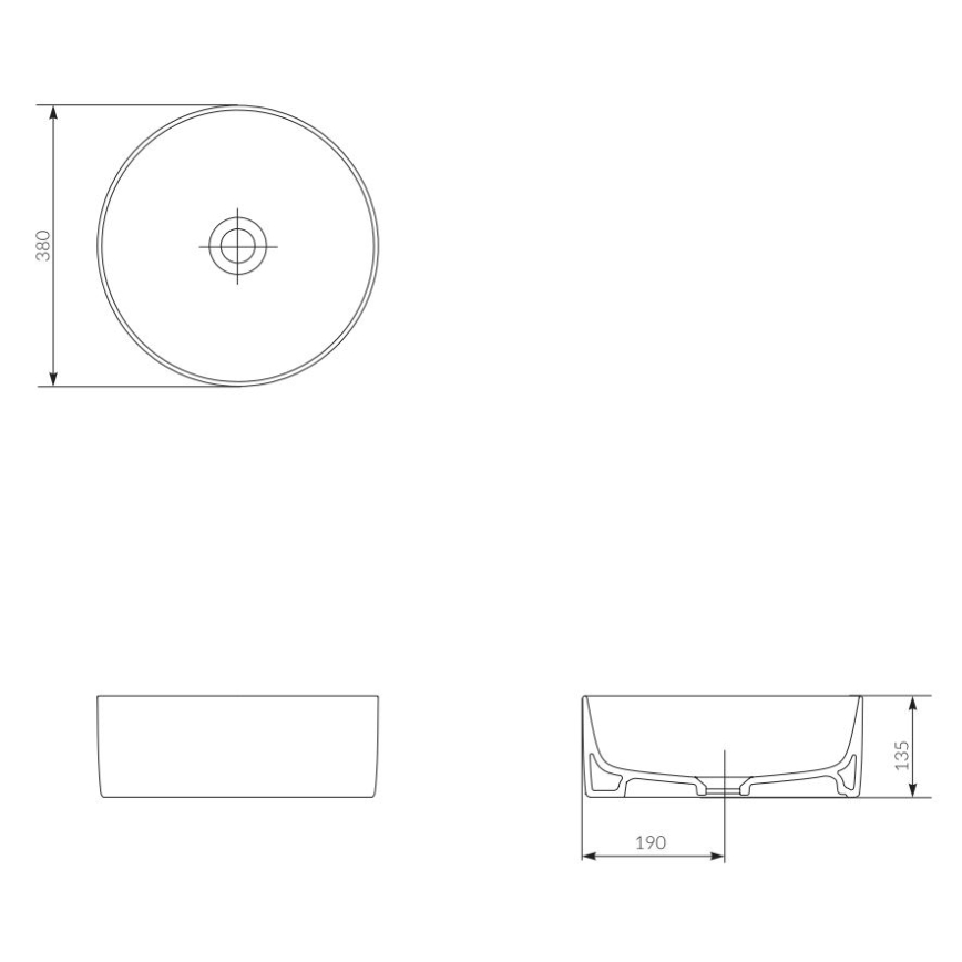 Cersanit K114-020 - Lavabo à poser CREA Ø 38 cm céramique/blanc brillant
