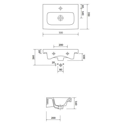 Cersanit K116-008 - Lavabo à poser/à suspendre MODUO SLIM 35x50 cm céramique/blanc brillant