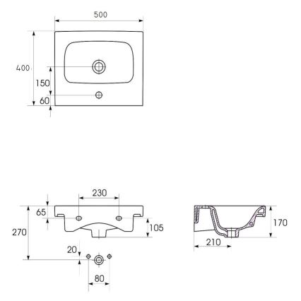Cersanit K116-009 - Lavabo à poser/suspendu MODUO 40x50 cm céramique/blanc brillant