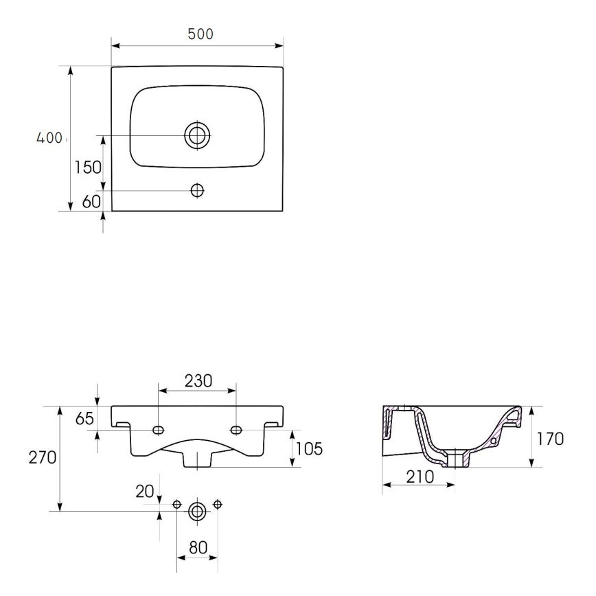 Cersanit K116-009 - Lavabo à poser/suspendu MODUO 40x50 cm céramique/blanc brillant