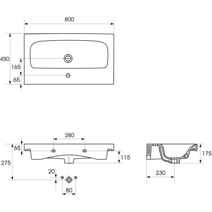 Cersanit K116-013-ECO - Lavabo à poser/suspendu MODUO 45x80 cm céramique/blanc brillant
