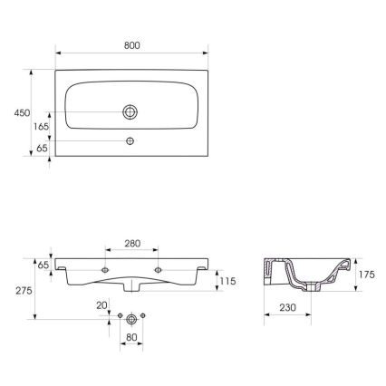 Cersanit K116-013 - Lavabo à poser/à suspendre MODUO 45x80 cm céramique/blanc brillant