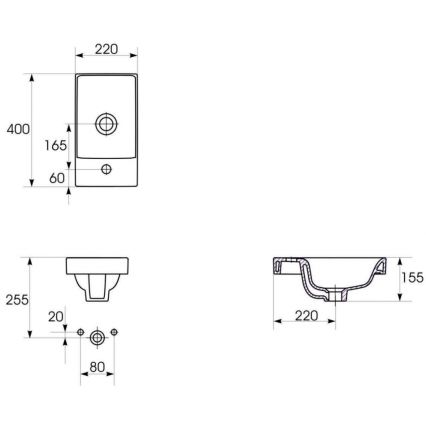 Cersanit K116-016 - Lavabo à encastrer MODUO 22x40 cm céramique/blanc brillant