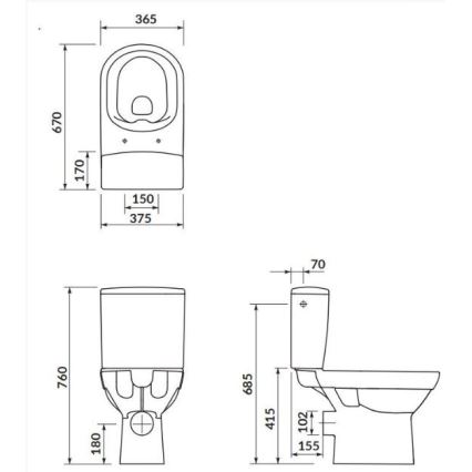 Cersanit K35-037 - Toilette sur pied avec un abattant CITY céramique/blanc