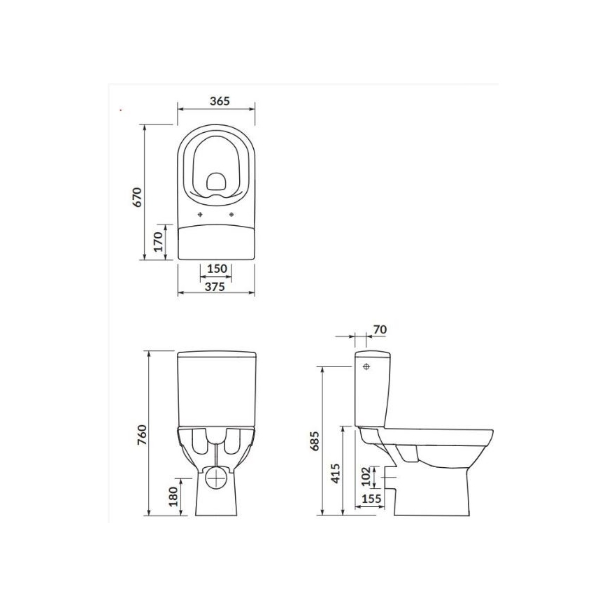 Cersanit K35-037 - Toilette sur pied avec un abattant CITY céramique/blanc