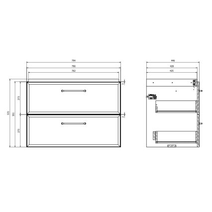 Cersanit S1017-004 - Meuble sous-vasque suspendu MILLE 80 x 45 cm, vert menthe