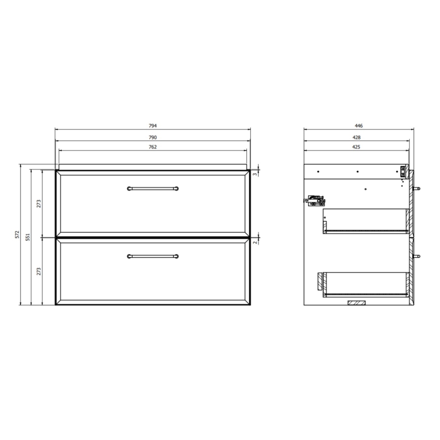 Cersanit S1017-004 - Meuble sous-vasque suspendu MILLE 80 x 45 cm, vert menthe