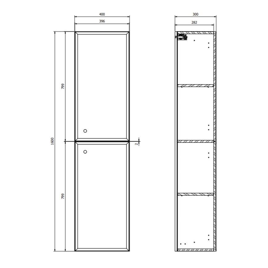 Cersanit S1021-010 - Meuble de salle de bains suspendu MILLE 40x160x30 cm blanc mat