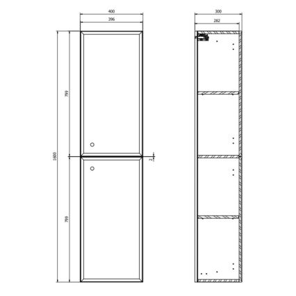 Cersanit S1021-012 - Meuble de salle de bains mural MILLE 40x160x30 cm vert menthe