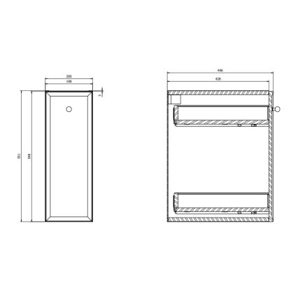 Cersanit S1022-006 - Meuble mural de salle de bains MILLE 20x45 cm, blanc mat