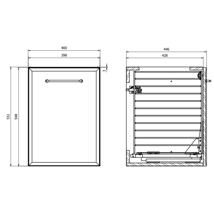 Cersanit S1022-010 - Meuble de salle de bains suspendu avec panier à linge MILLE 40x45 cm vert menthe