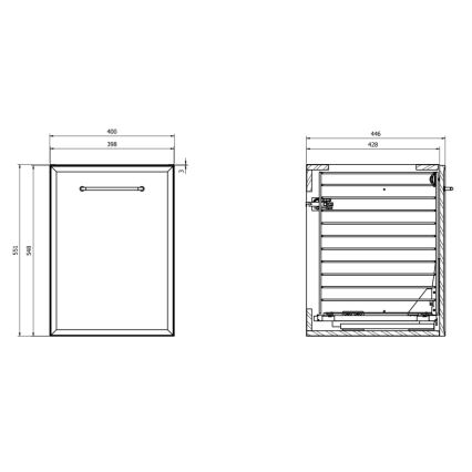 Cersanit S1022-012 - Meuble de salle de bains mural avec panier à linge MILLE 40x55x45 cm noir