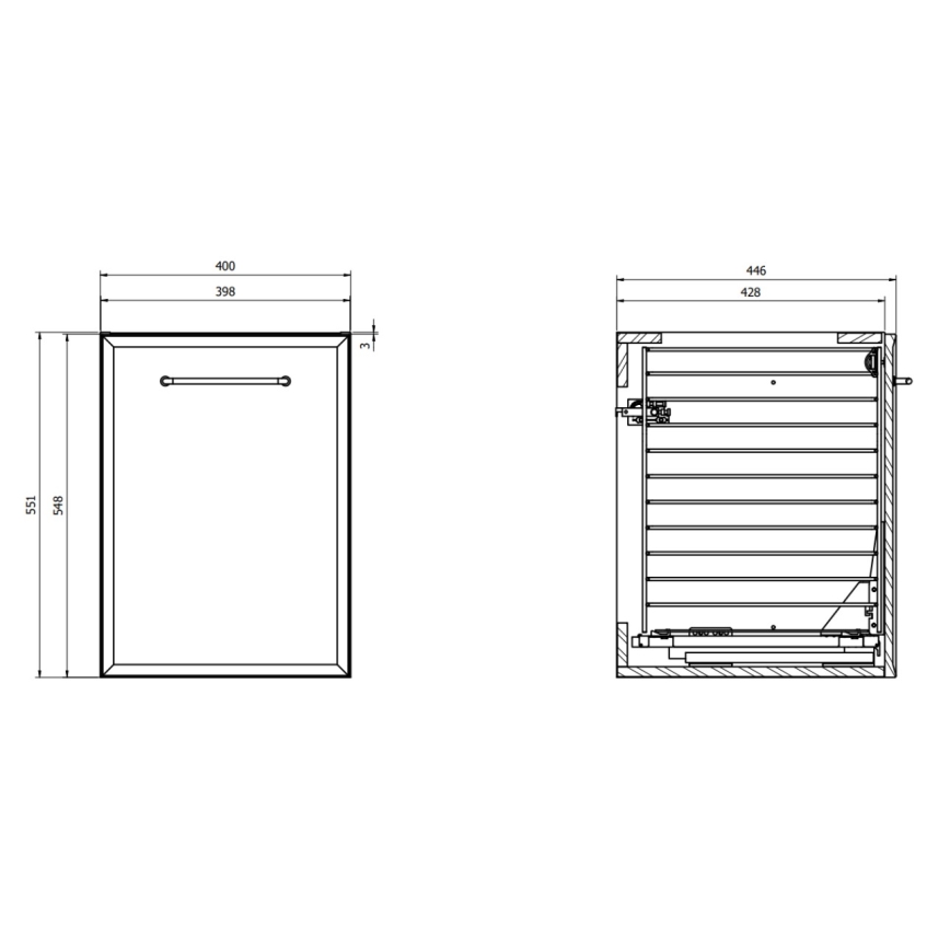 Cersanit S1022-012 - Meuble de salle de bains mural avec panier à linge MILLE 40x55x45 cm noir